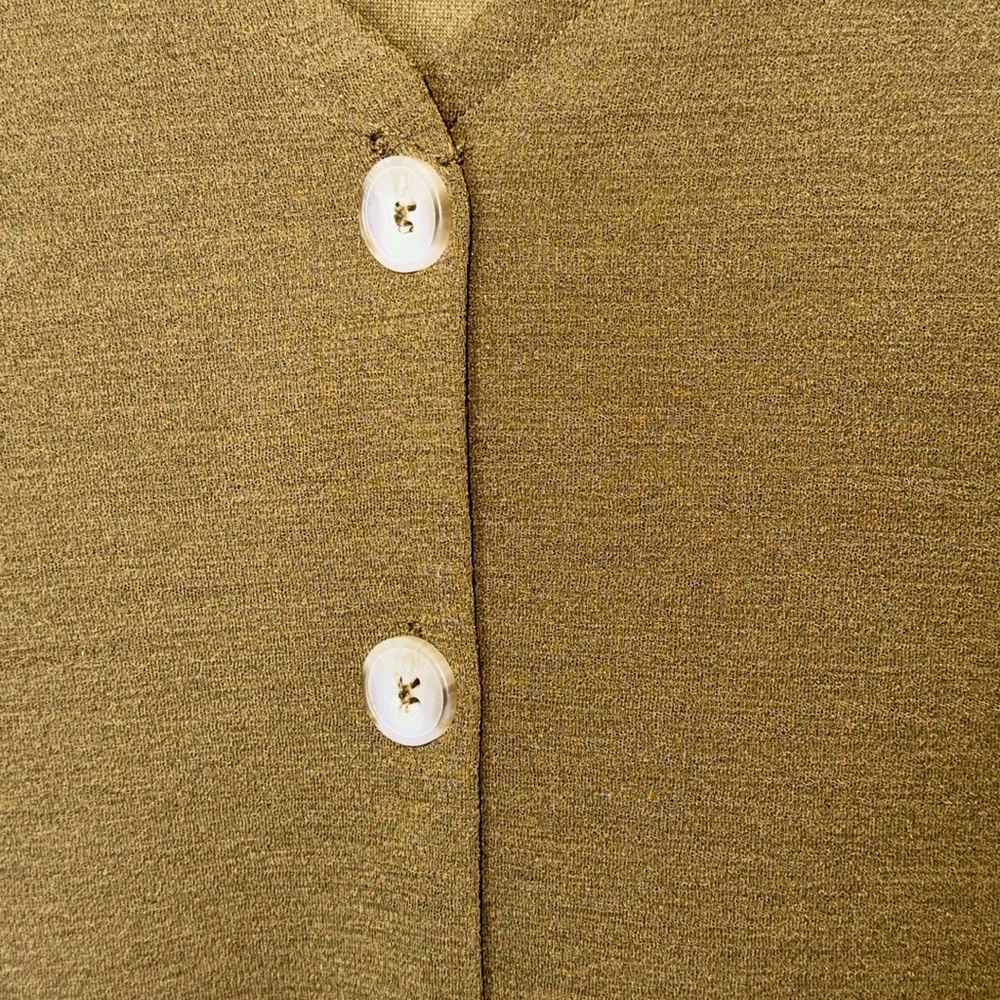 Madewell Army/Olive Green V-Neck Dress With Balloon Sleeves - Picture 4 of 7